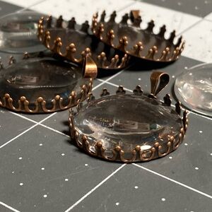 Finding: Copper Pendant & Glass Blank 1inch (4)